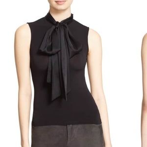 'Glynda' High Neck Sleeveless Blouse with Bow